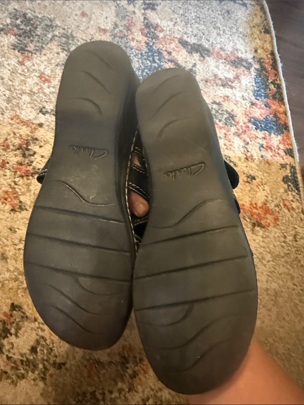 Clarks Black Leather Bow-Accent Slingback Sandals - Picture 4 of 4